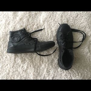 Black Leather Converse All Stars
